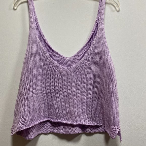 Purple Knitted Crop Tank Top - Picture 2 of 3